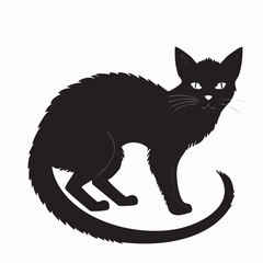Cat Silhouettes Vector— Black Feline Outline Icons for Pets, Halloween, and Decorative Design