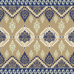 Traditional Ornate Floral and Geometric Seamless Pattern