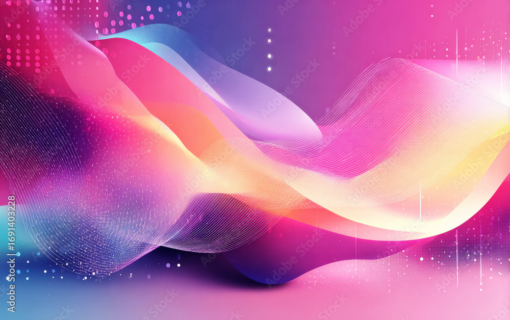Aufkleber vibrant abstract wave pattern with colorful gradients