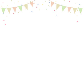 カラフルでかわいい紙吹雪とガーランドの可愛いフレームイラスト素材