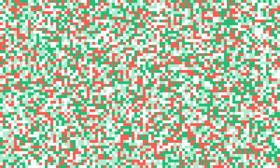 Abstract pixel art background with vibrant red, green, and white squares.  Ideal for websites, presentations, or textile designs.  Creates a dynamic, energetic, and playful mood.
