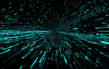 Fototapeta premium Vibrant Blue Digital Particles Bursting in a Futuristic Pattern