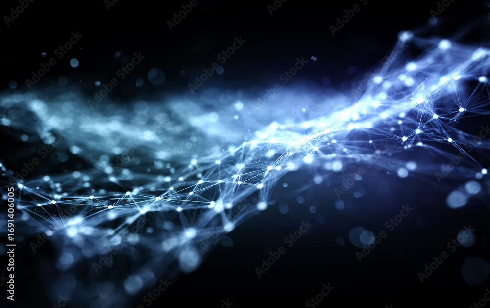 Poster abstract digital network connections and interconnected nodes