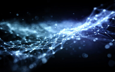 Obraz premium Abstract Digital Network Connections and Interconnected Nodes