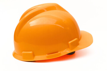 Yellow helmet for construction project on white background