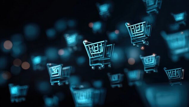 Digital shopping carts in a dark space - Powered by Adobe