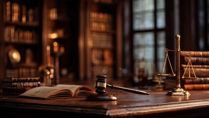 Obraz premium Dark, antique law office scene
