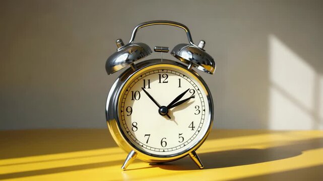 Old silver alarm clock with bell ringers.