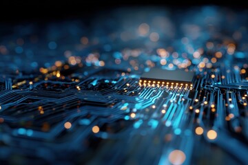 Close-up circuit board with CPU