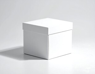 Naklejka premium Elegant white gift box with lid for product mockups and minimalist designs ready to showcase your brand
