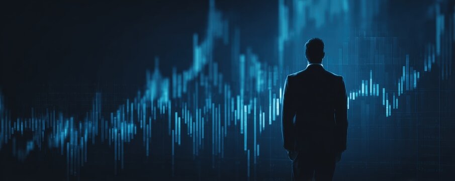 Businessman facing financial data