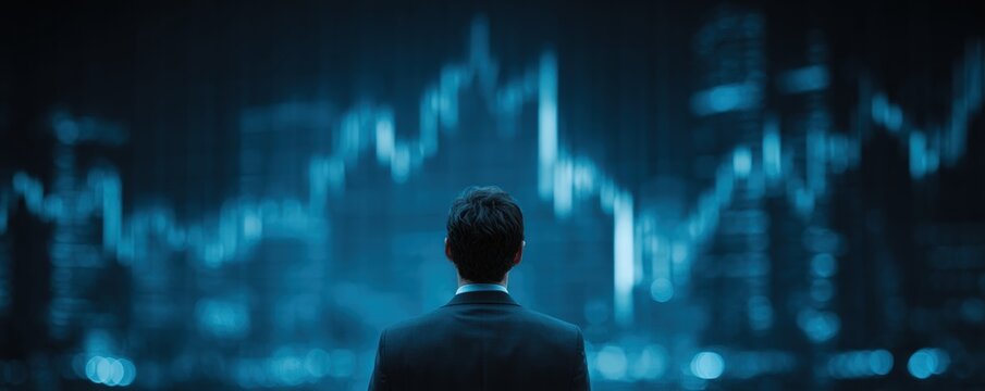 Businessman contemplating market trends