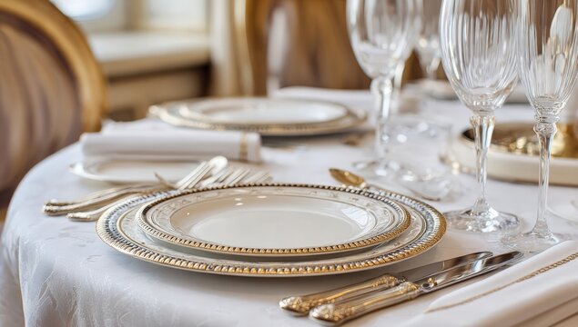 Elegant formal dining table setting