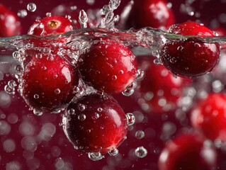 Cranberries Splashing into Water A Fresh and Refreshing Image