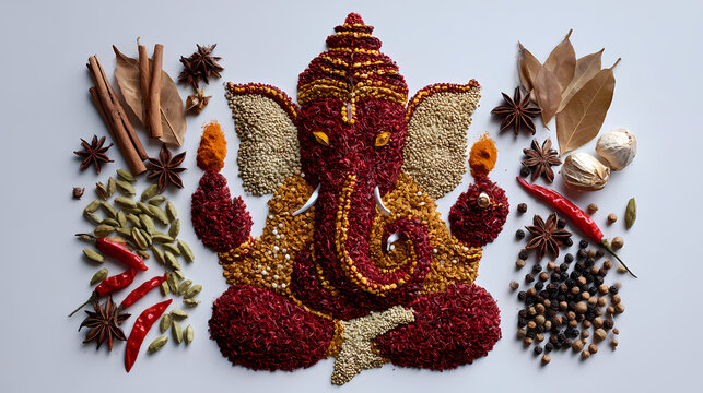 Ganesha Spice Art A Flavorful Tribute to the Hindu Deity