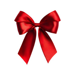 Fototapeta premium Red satin ribbon bow (3) isolate on white background
