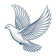 Obraz premium Elegant metallic dove in flight against a stark black background