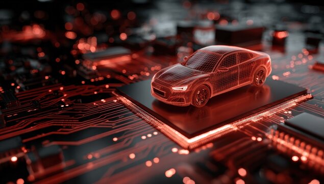 A car model on a circuit board