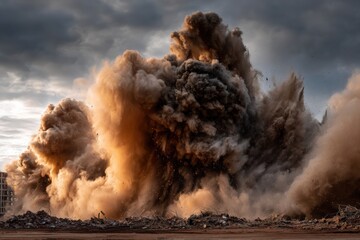 Powerful demolition explosion