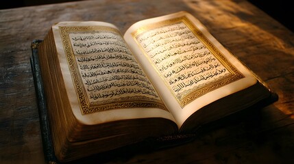 Obraz premium Aged, open book with intricate script displayed on pages.