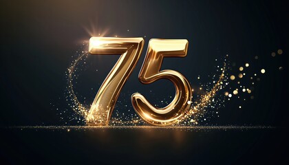 Elegant Modern Gold Number Logotype For 75th Anniversary Celebration With A Stylish Touch And Sophisticated Design. Perfect For Celebratory Events.
