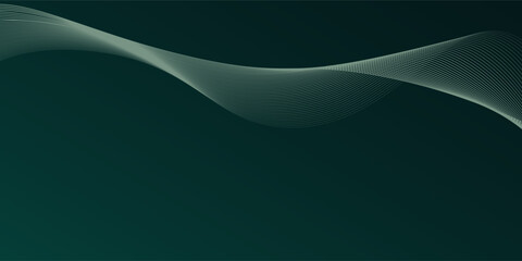 Abstract wave green line and dark green pattern background. Digital technology concept. Modern design.