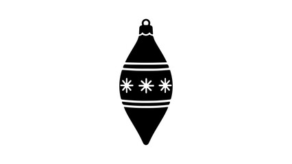 Black silhouette of a vintage Christmas tree ornament.