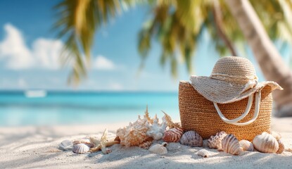 Beach accessories on sandy shore (3)