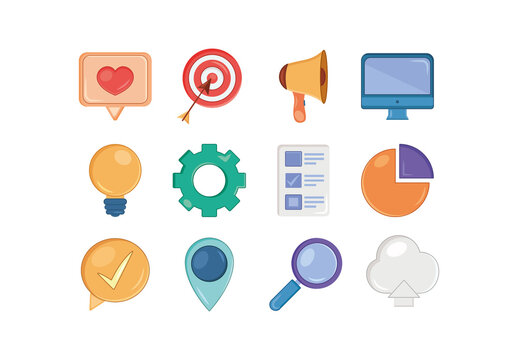 Colorful Marketing Target Illustrations Set