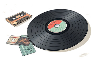 Obraz premium Vector vinyl record on AI generated by PNG