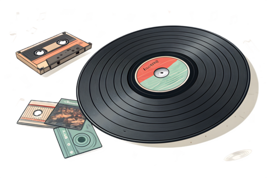 Vector vinyl record on AI generated by PNG