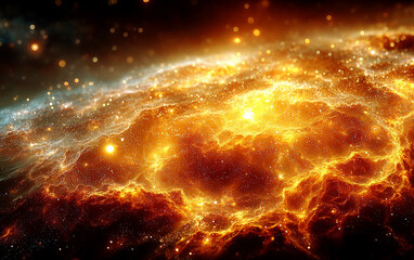 Fototapeta premium Vibrant Cosmic Nebula with Bright Stars and Interstellar Gas