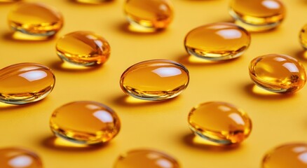 Yellow capsules on a yellow surface