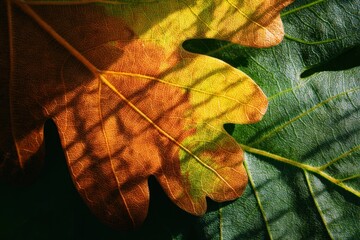 Close-up of autumnal leaves