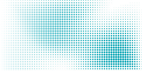 Digital Halftone Pattern with Blue and Teal Dots. vector illustration