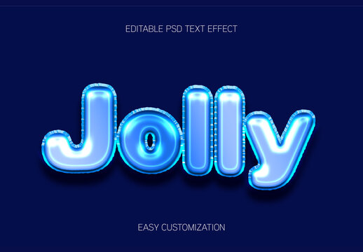 Blue Balloon Font Metallic Shiny 3D Text Effect
