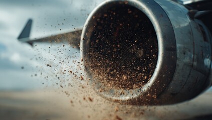 Jet engine expelling dust