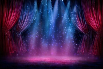 A stage backdrop with vibrant lighting effects