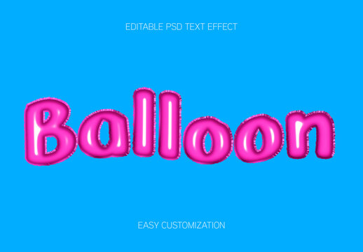 Pink Balloon Font Glossy Inflated Party Text Effect