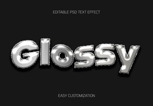 Silver Balloon Font Glossy Metallic Inflated Text Effect