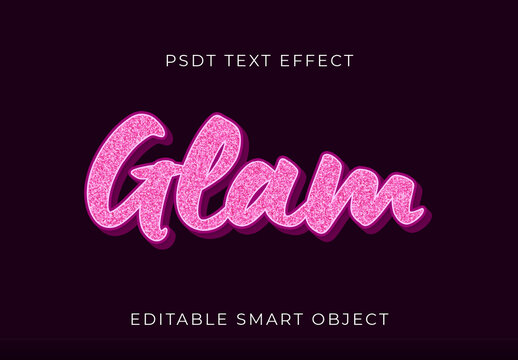 Pink And Purple Glitter Font Glam Script Sparkling Text Effect