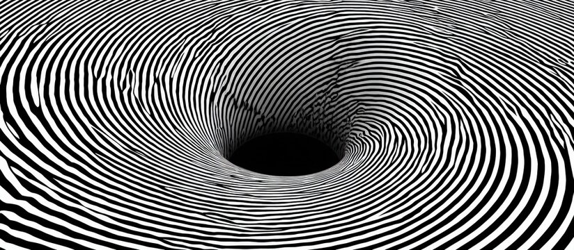 Black and white spiral vortex optical illusion