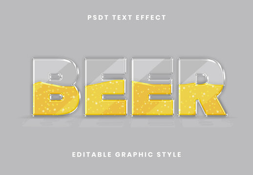 Yellow Glass Font Beer Bubble Liquid Text Effect