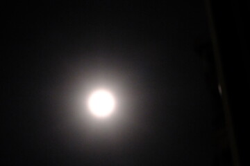 A pure white full moon in the dark night sky. Photos of the full moon after the Blood Moon eclipse. Supermoon, blood moon, celestial events. Astrology, planets, zodiac signs. Istanbul - Turkey.
