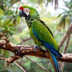 Obraz premium Vibrant parrot perched on a branch