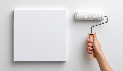 Blank canvas and paint roller (1)