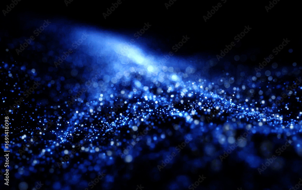 Poster blue glitter particles creating a mysterious and sparkling effect