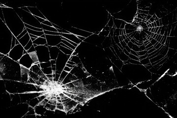 Shattered spiderweb design on black background