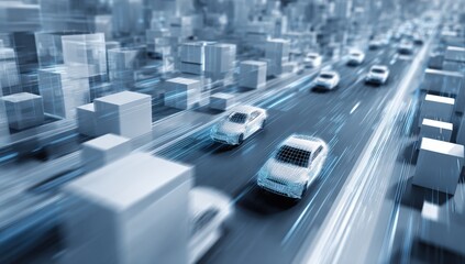 City highway with futuristic cars