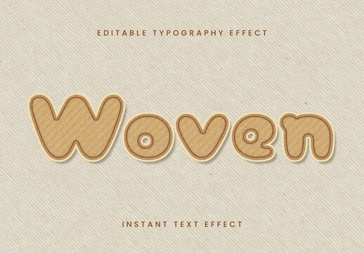 Beige And Brown Embroidery Chainstitch Rustic Fabric Text Effect Sewing Bubble Font
